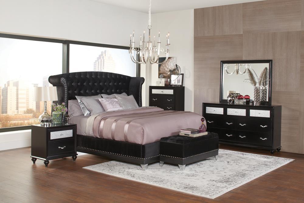 Barzini Black Upholstered Queen Bed