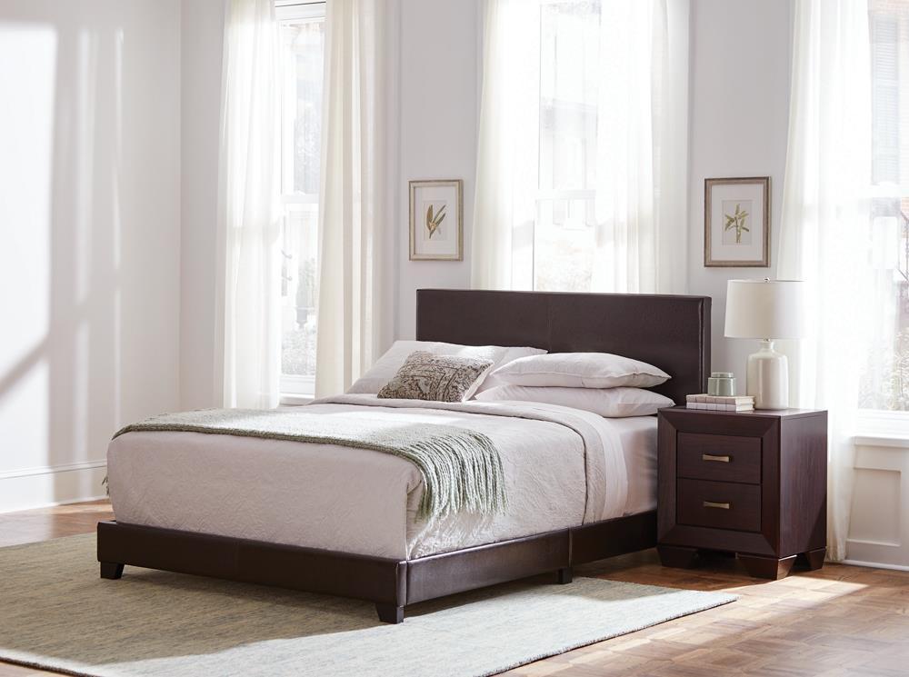 Dorian Brown Faux Leather Upholstered California King Bed