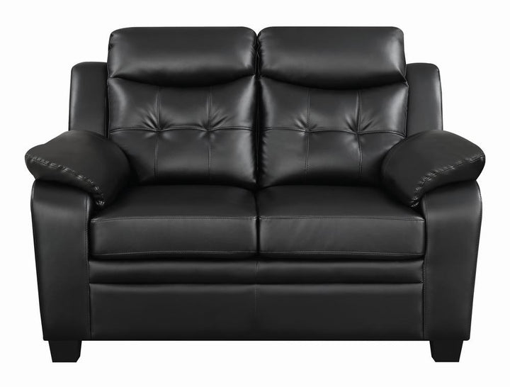 Finley Casual Black Padded Loveseat