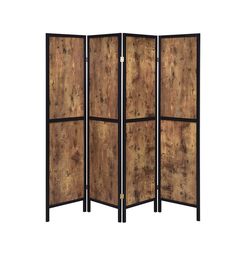 Industrial Antique Nutmeg Four-Panel Screen