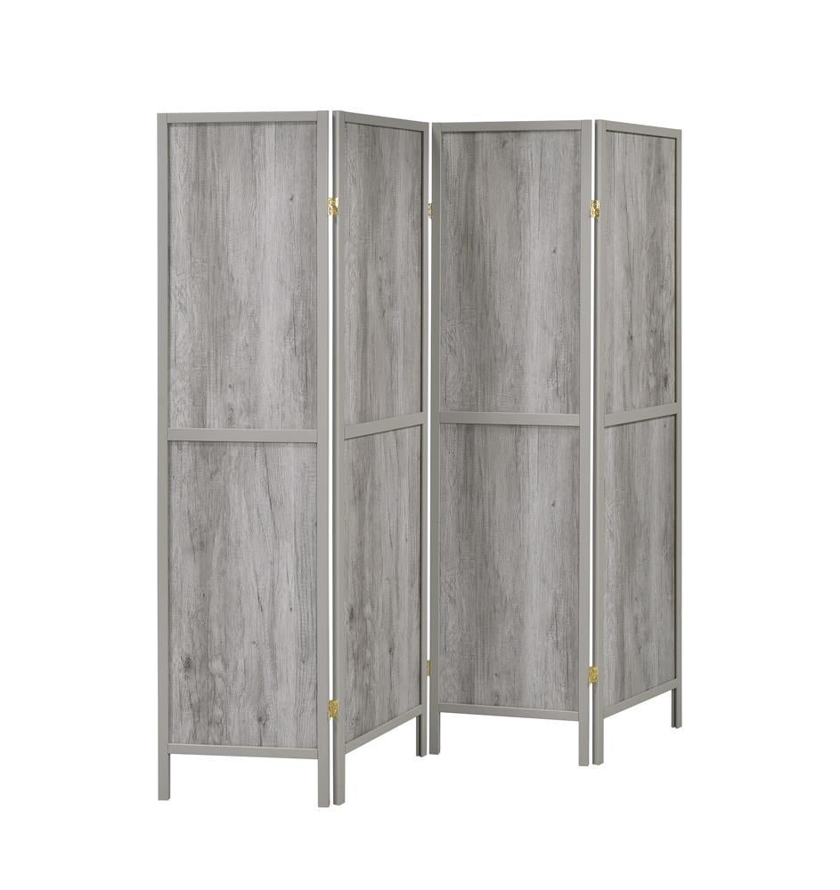 Rustic Grey Driftwood Four-Panel Screen