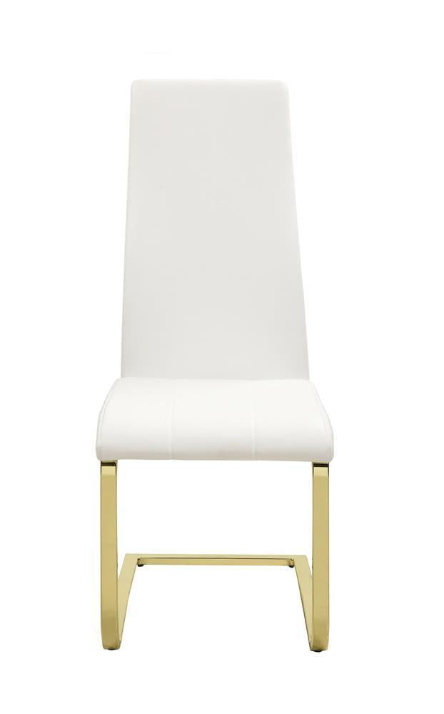 Chanel Modern White and Rustic Brass Side Chair