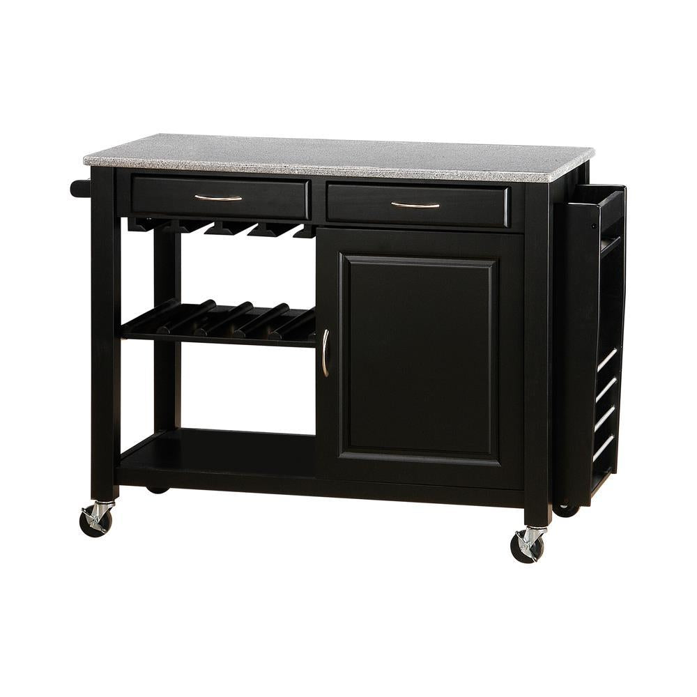 G5870 Black Kitchen Cart With Granite Top