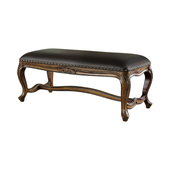 G501006 Black Faux Leather Accent Bench