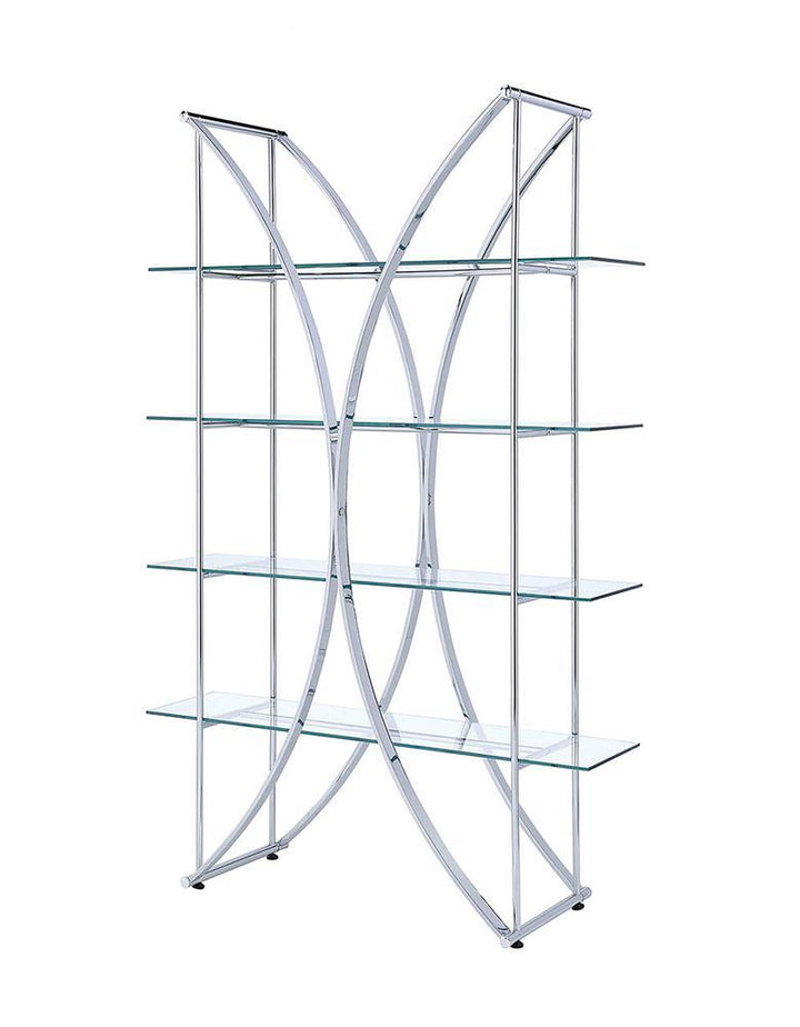 G910050 Contemporary Chrome and Glass Bookcase