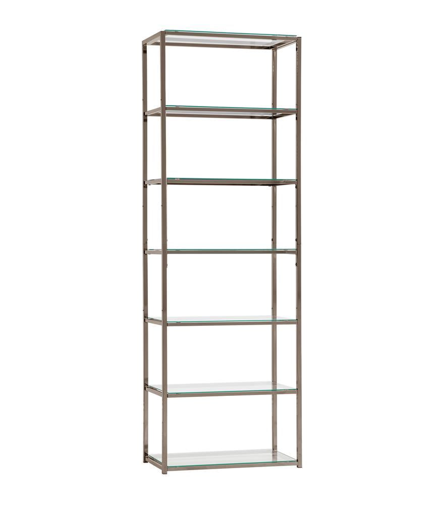 G801017 Contemporary Black Nickel Six-Tier Bookcase