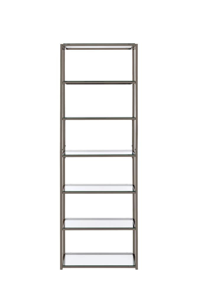 G801017 Contemporary Black Nickel Six-Tier Bookcase