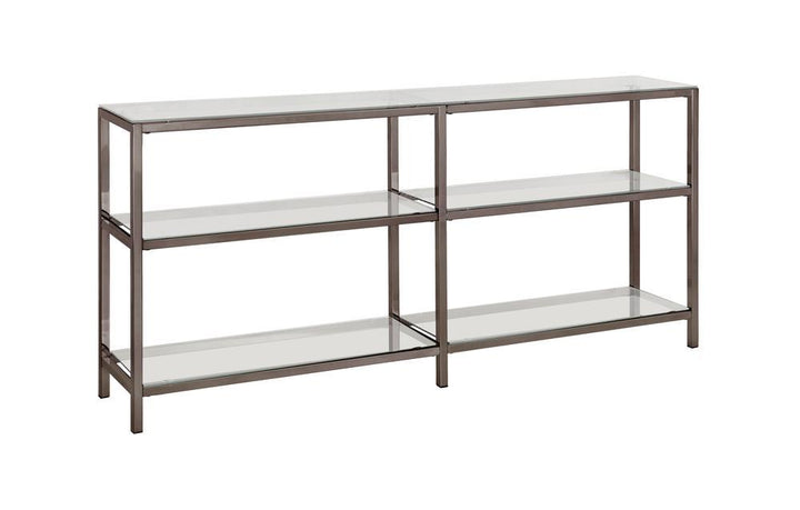 G801018 Contemporary Black Nickel Two-Tier Double Bookcase