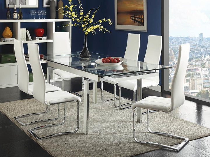 G102310 Contemporary White and Chrome Dining Chair