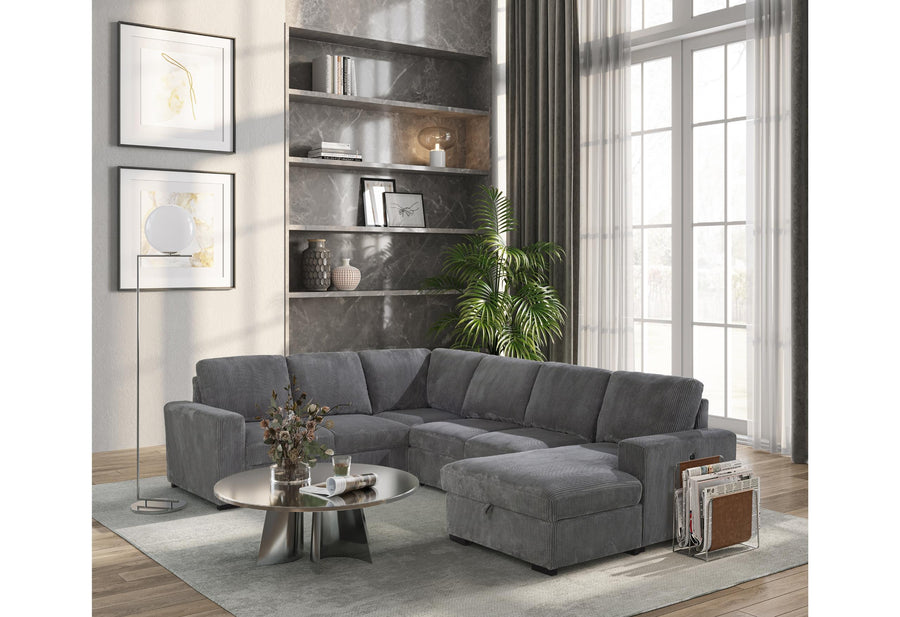 U2660 GREY SECTIONAL W/PULL OUT image